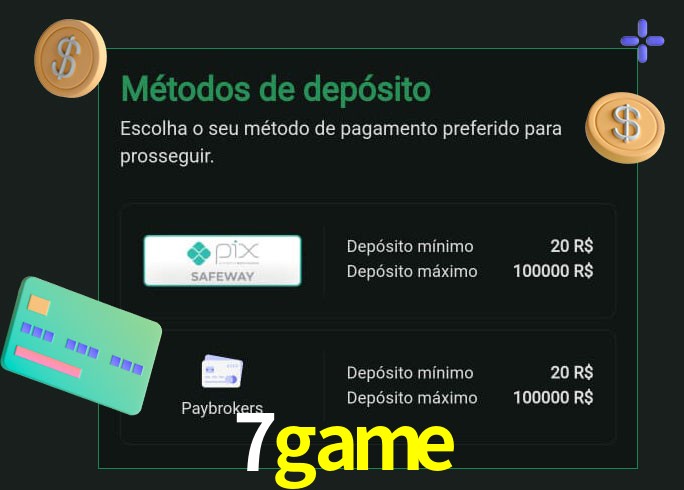 O cassino 7game oferece uma grande variedade de métodos de pagamento